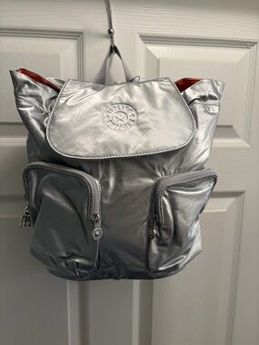 Kipling Metallic Silver Backpack Anto S NWT